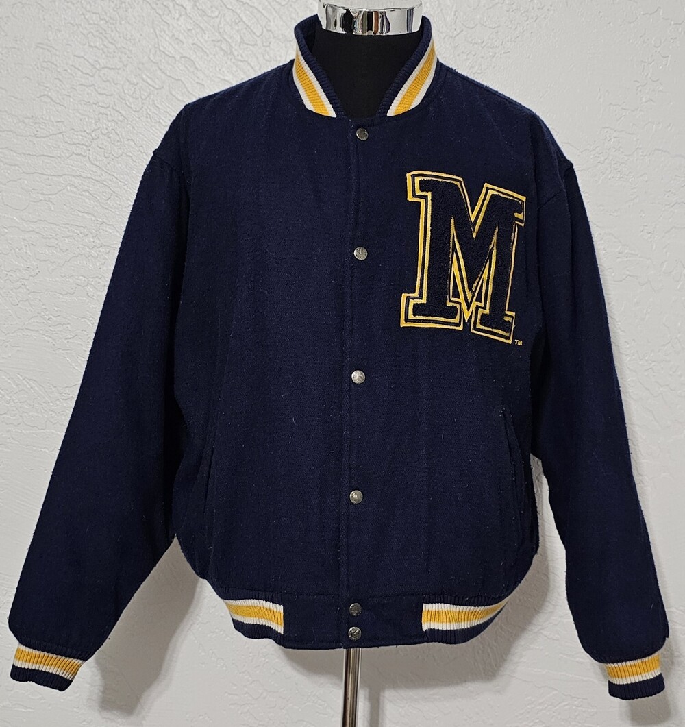 Vintage Michigan Wolverines Varsity Jacket Wool Lettermans Coat Logo Athletic XL